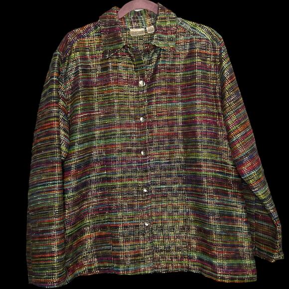 Chico’s Jackets & Blazers - Chico’s Colorful Sparkly Silk and Cotton‎ Blend Jacket